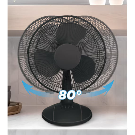 Mainstays 12-Inch Table Fan with Adjustable 3-Speed Settings and Oscillation, Black, FT30-8MBBV
