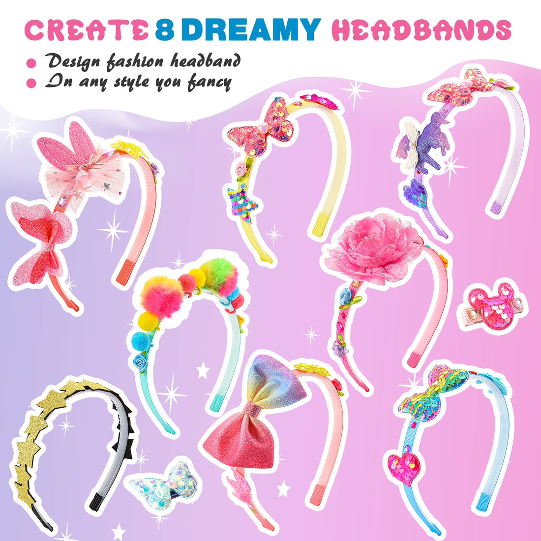 Superwinky DIY Headbands Making Kit for Girls, Hair Accessories Set for Girls 8-12, Arts and Crafts for Kids Ages 4-6, Birthday Gifts for 6 7 8 9 10 Year Old Girls