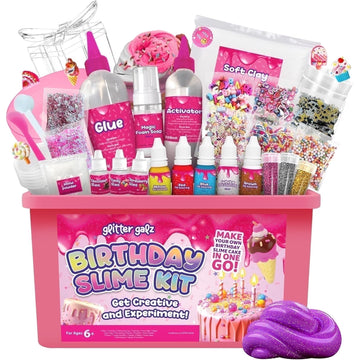 Glitter Galz 42-Piece Birthday Slime Kit for Children