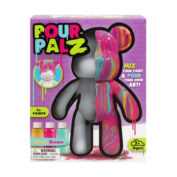 Pour Palz 9” Bear, Golden Dream, DIY Paint & Pour Craft Kit for Kids Ages 5+